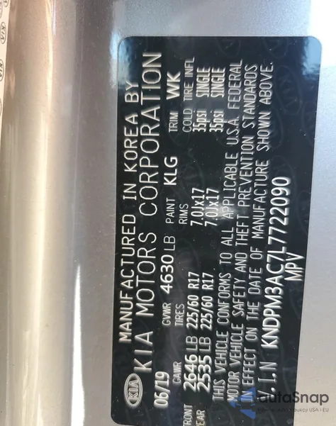 2020 Kia Sportage Lx from USA, damaged, VIN KNDPM3AC7L7722090